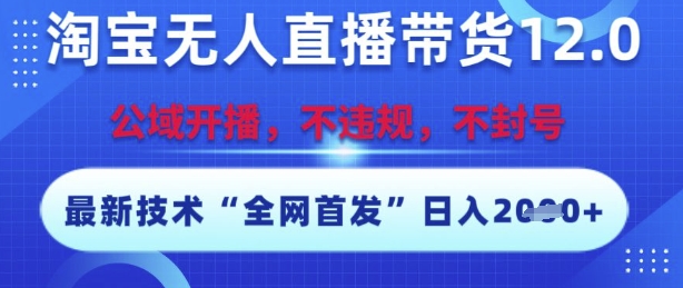 淘宝无人直播带货12.0，最新技术，不封号，不违规，操作简单，开播爆单，日入多张【揭秘】-腾渊网创