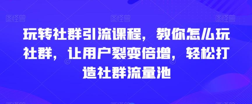 玩转社群引流课程，教你怎么玩社群，让用户裂变倍增，轻松打造社群流量池-腾渊网创