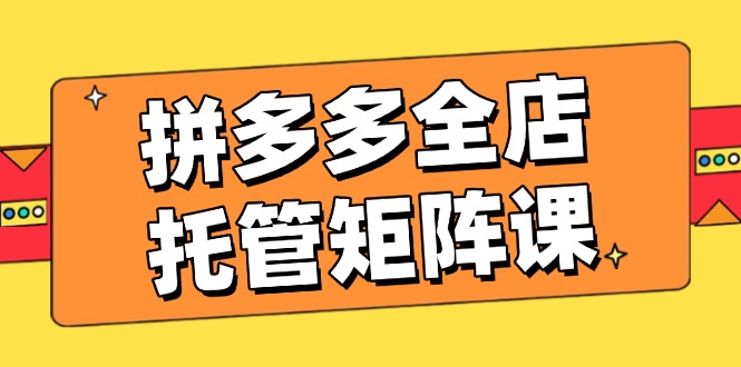 拼多多全店托管矩阵课，盈利动销玩法，高效计划设置，提升店铺效益-腾渊论坛