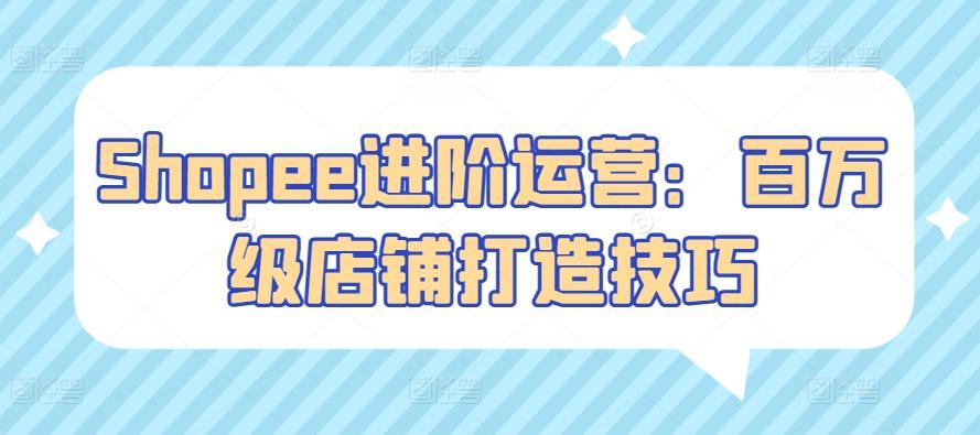 Shopee进阶运营：百万级店铺打造技巧-腾渊网创