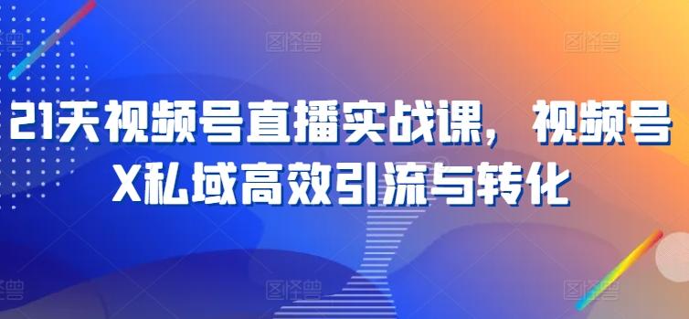 21天视频号直播实战课，视频号X私域高效引流与转化-腾渊网创