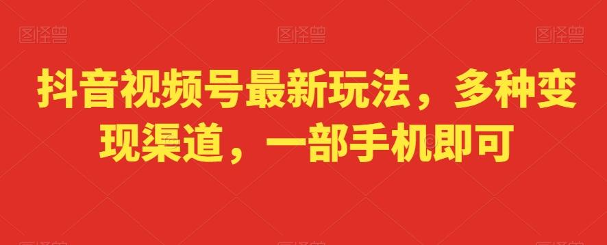 抖音视频号最新玩法，多种变现渠道，一部手机即可-腾渊网创