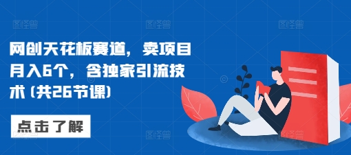 网创天花板赛道，卖项目月入6个，含独家引流技术(共26节课)-腾渊网创