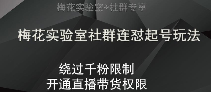 梅花实验室社群连怼起号玩法，视频号绕过千粉限制，开通直播带货权限【揭秘】-腾渊网创