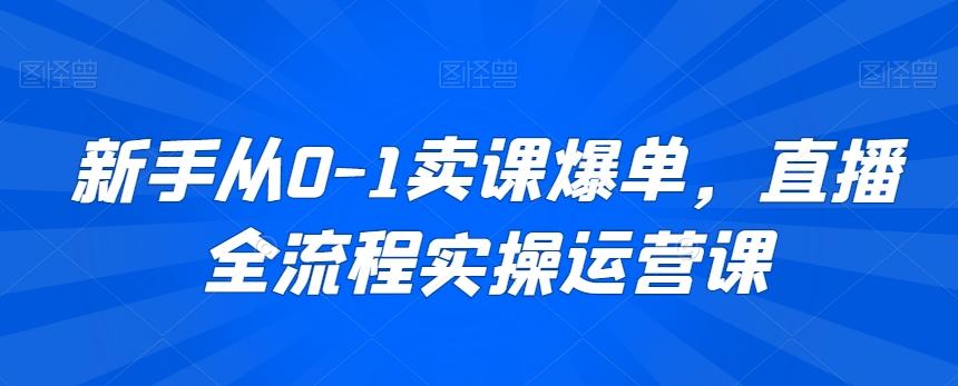 新手从0-1卖课爆单，直播全流程实操运营课-腾渊网创