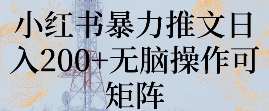 小红书暴力推文日入200+无脑操作可矩阵【揭秘】-腾渊网创