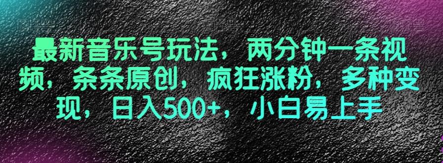 最新音乐号玩法，两分钟一条视频，条条原创，疯狂涨粉，多种变现，日入500+，小白易上手【揭秘】-腾渊论坛
