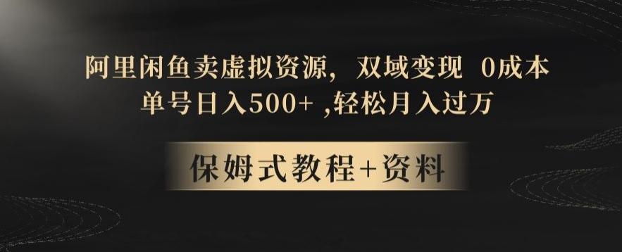 阿里闲鱼卖虚拟资源，双域变现，0成本，日入500+，轻松月入过万-腾渊网创