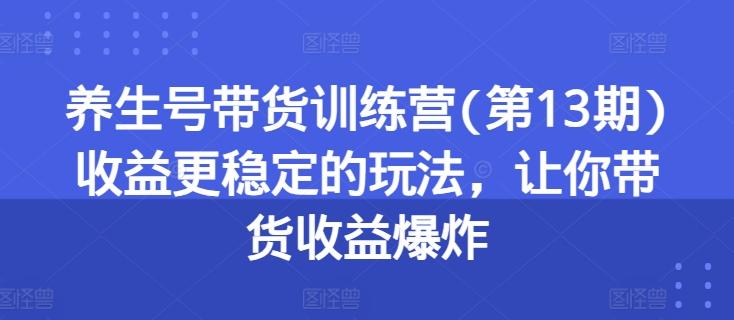 养生号带货训练营(第13期)收益更稳定的玩法，让你带货收益爆炸-腾渊网创