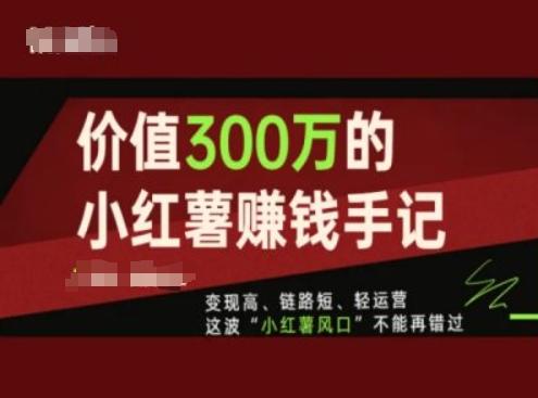 价值300万的小红书赚钱手记，变现高、链路短、轻运营，这波“小红薯风口”不能再错过-腾渊网创