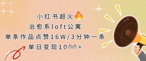小红书超火的治愈系loft公寓，单条作品点赞16W，3分钟一条，单日变现数张-腾渊论坛