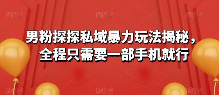 男粉探探私域暴力玩法揭秘，全程只需要一部手机就行-腾渊论坛