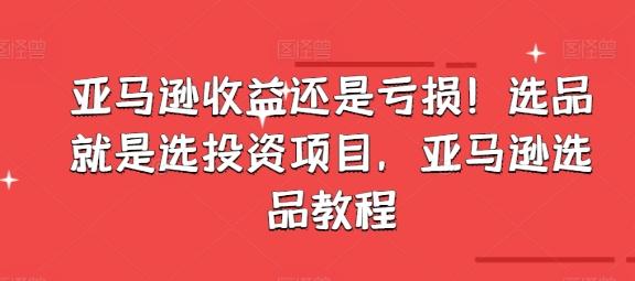 亚马逊收益还是亏损！选品就是选投资项目，亚马逊选品教程-腾渊网创