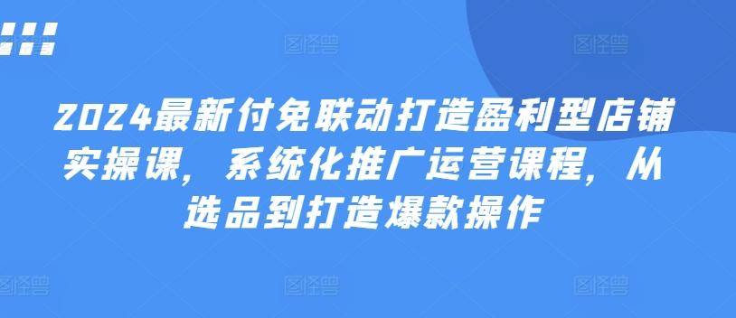 2024最新付免联动打造盈利型店铺实操课，​系统化推广运营课程，从选品到打造爆款操作-腾渊论坛