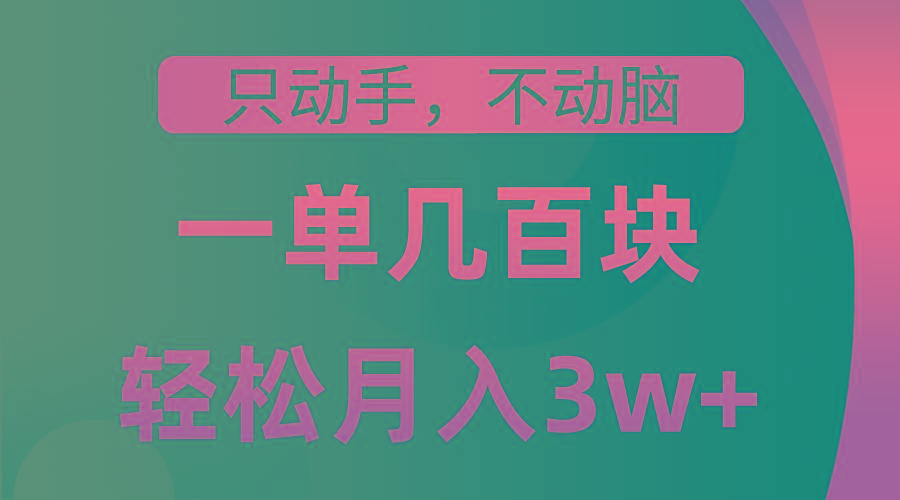 只动手不动脑，一单几百块，轻松月入3w+，看完就能直接操作，详细教程-腾渊论坛