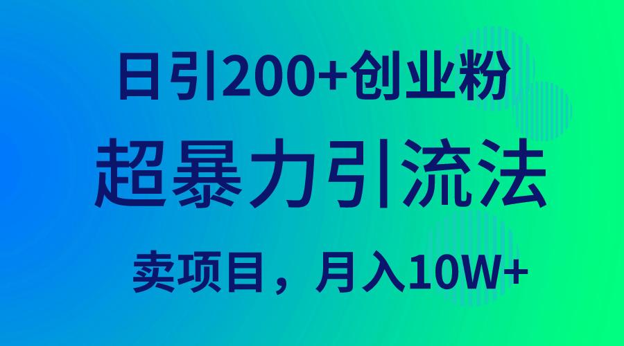(9654期)超暴力引流法，日引200+创业粉，卖项目月入10W+-腾渊网创