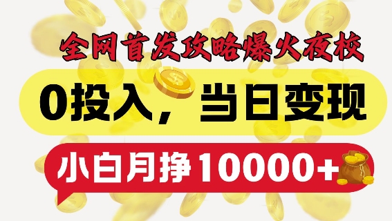 全网首发爆火夜校，0投入，当日变现，小白轻松月入1w+【揭秘】-腾渊网创