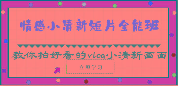 情感小清新短片全能班-教你拍好看的vlog小清新画面(30节课)-腾渊网创