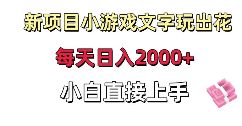 新项目小游戏文字玩出花日入2000+，每天只需一小时，小白直接上手【揭秘】-腾渊网创