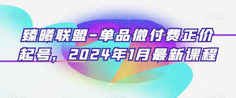 臻曦联盟-单品微付费正价起号，2024年1月最新课程-腾渊论坛