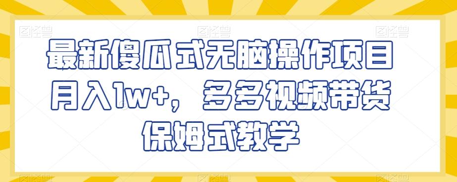 最新傻瓜式无脑操作项目月入1w+，多多视频带货保姆式教学【揭秘】-腾渊网创