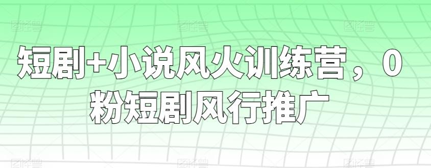 短剧+小说风火训练营，0粉短剧风行推广-腾渊网创