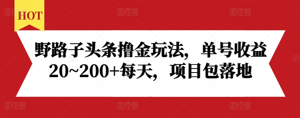 野路子头条撸金玩法，单号收益20~200+每天，项目包落地-腾渊论坛