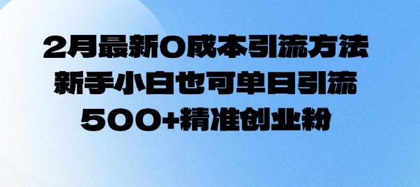 2月最新0成本引流方法，新手小白也可单日引流500+精准创业粉-腾渊网创