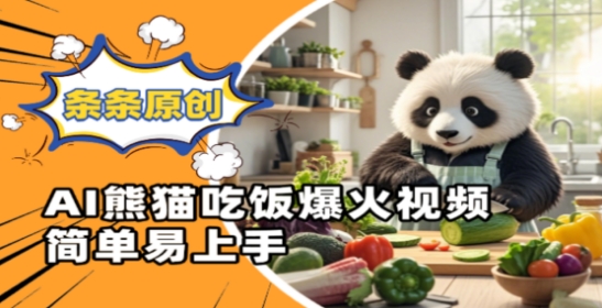 Ai熊猫吃饭爆火视频，条条原创，简单易上手-腾渊网创