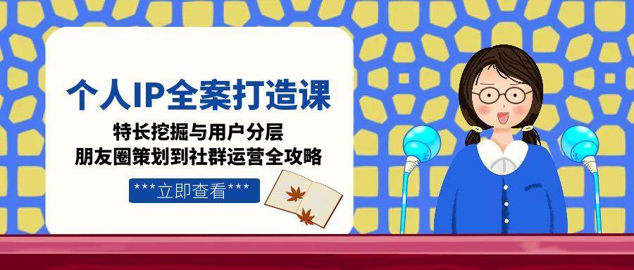 个人IP全案打造课，特长挖掘与用户分层，朋友圈策划到社群运营全攻略-腾渊网创