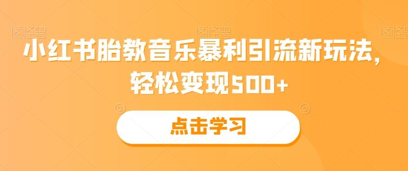 小红书胎教音乐暴利引流新玩法，轻松变现500+-腾渊论坛