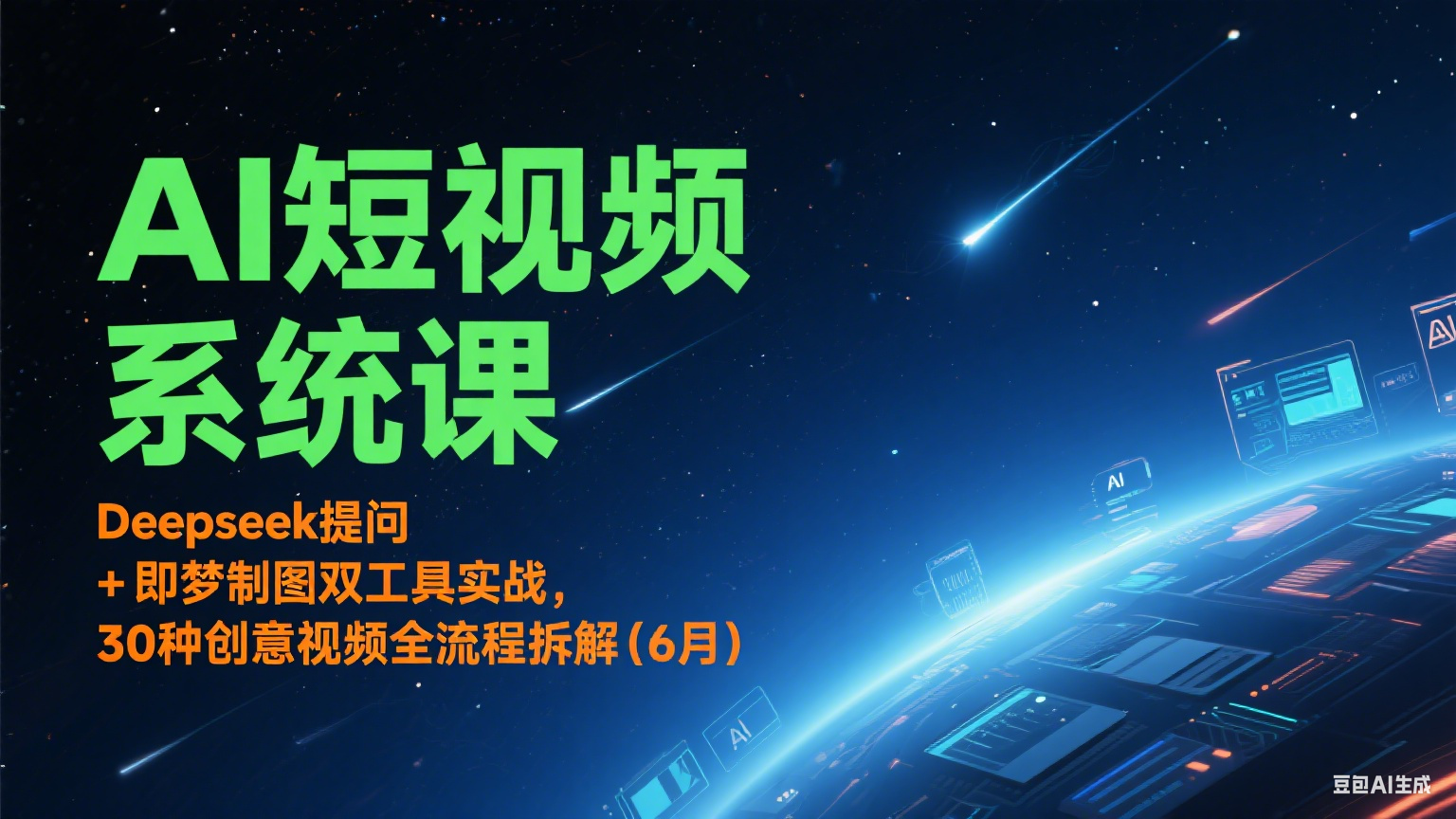AI短视频系统课：Deepseek提问 + 即梦制图双工具实战，30种创意视频全流程拆解(6月)-腾渊网创