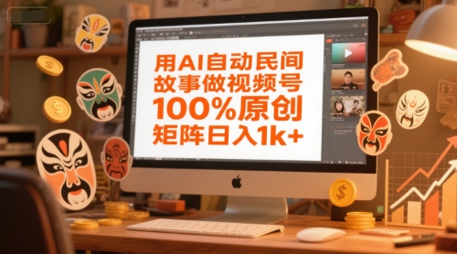 用AI自动民间故事做视频号，100%原创，矩阵日入1k+-腾渊网创