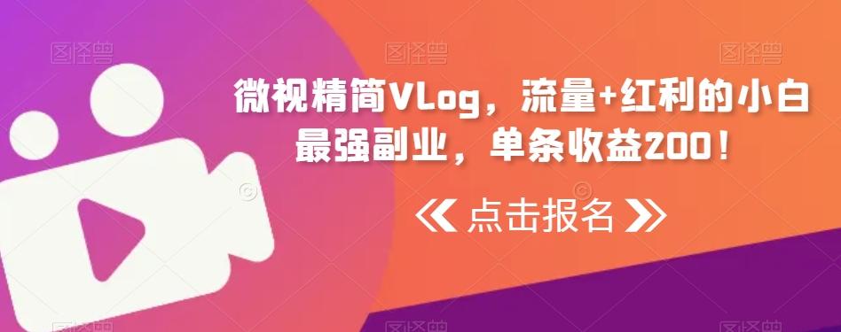 微视精简Vlog，流量+红利的小白最强副业，单条收益200！-腾渊论坛