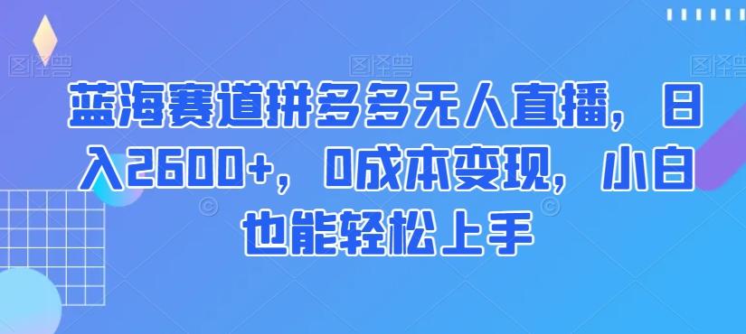 蓝海赛道拼多多无人直播，日入2600+，0成本变现，小白也能轻松上手【揭秘】-腾渊网创