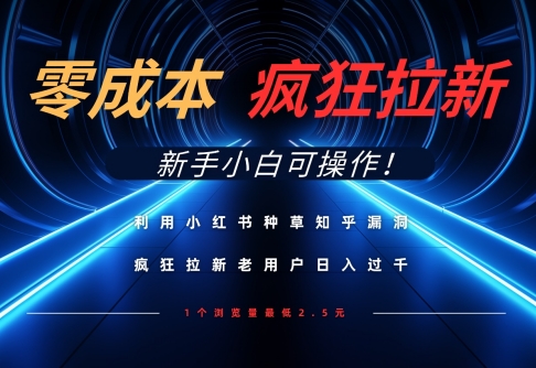 利用小红书种草知乎漏洞，零成本疯狂拉新日入数张，新手小白可操作-腾渊网创