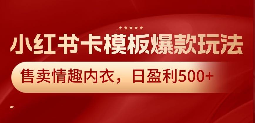 小红书卡模板爆款玩法，售卖情趣内衣，日盈利500+【揭秘】-腾渊网创