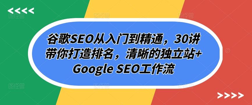谷歌SEO从入门到精通，30讲带你打造排名，清晰的独立站+Google SEO工作流-腾渊论坛