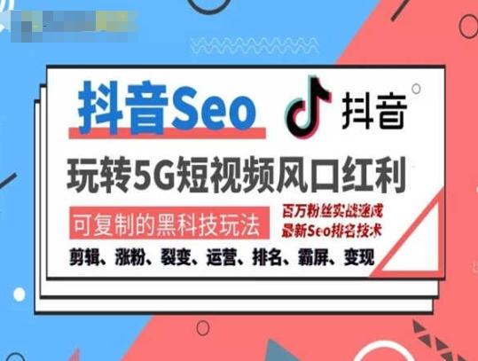 抖音SEO引流培训课程-抓住抖音风口，实现搜索排名，获取精准流量，快速成交变现-腾渊网创