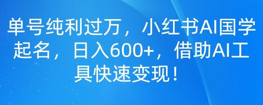 单号纯利过万，小红书AI国学起名，日入600+，借助AI工具快速变现-腾渊论坛