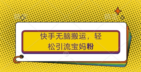 快手无脑搬运，轻松引流宝妈粉，纯小白轻松上手【揭秘】-腾渊网创