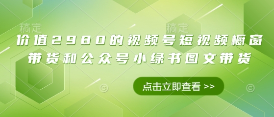 价值2980的视频号短视频橱窗带货和公众号小绿书图文带货-腾渊论坛