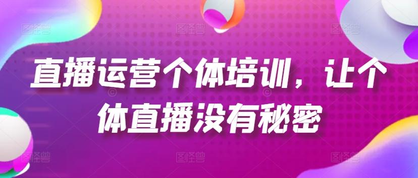 直播运营个体培训，让个体直播没有秘密，起号、货源、单品打爆、投流等玩法-腾渊网创