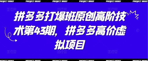 拼多多打爆班原创高阶技术第43期，拼多多高价虚拟项目-腾渊论坛
