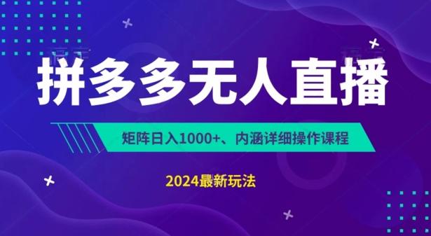 拼多多无人直播不封号，0投入，3天必起，无脑挂机，日入1k+【揭秘】-腾渊网创