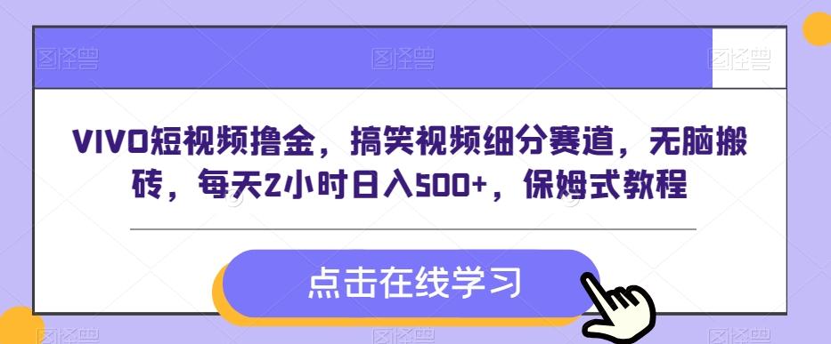 VIVO短视频撸金，搞笑视频细分赛道，无脑搬砖，每天2小时日入500+，保姆式教程-腾渊网创