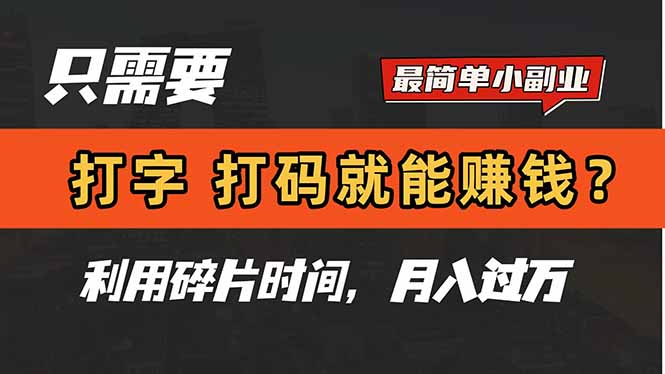 只需要打字，打码，就能赚钱？简单的赚钱小副业，利用碎片时间，月入过万-腾渊论坛