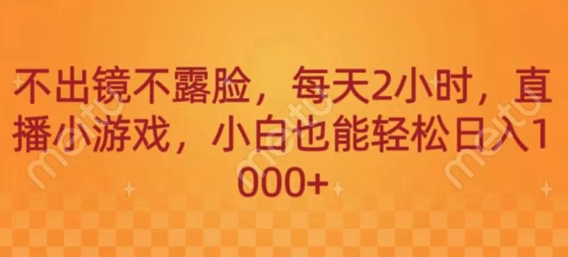 不出镜不露脸，每天2小时，直播小游戏，小白也能轻送日入1000+-腾渊论坛