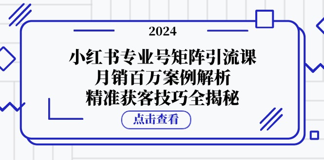 小红书专业号矩阵引流课，月销百万案例解析，精准获客技巧全揭秘-腾渊网创