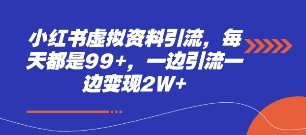 小红书虚拟资料引流，每天都是99+，一边引流一边变现2W+-腾渊网创